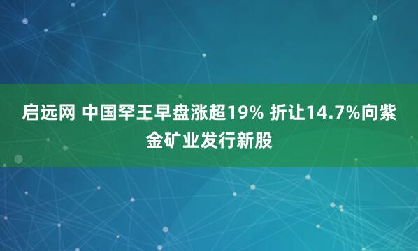 启远网 中国罕王早盘涨超19% 折让14.7%向紫金矿业发行新股
