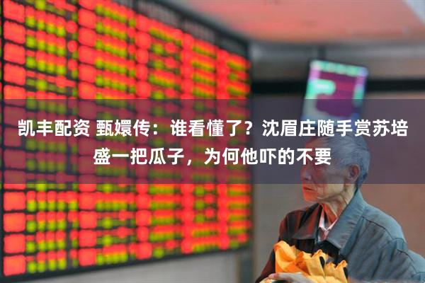 凯丰配资 甄嬛传：谁看懂了？沈眉庄随手赏苏培盛一把瓜子，为何他吓的不要